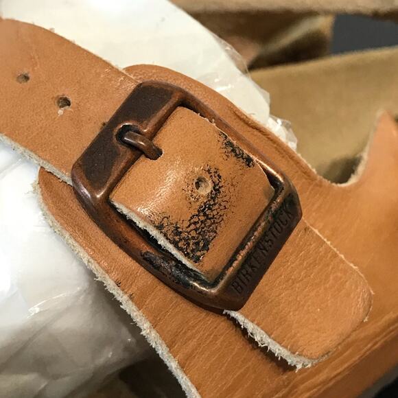 Vintage Birkenstock Milano Caramel Ginger Brown Double Heel Strap Sandals 40 - Picture 9 of 16